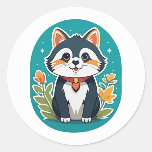 Verzauberung Katze - Illustration der Whimsikstin Runder Aufkleber (Vorderseite)