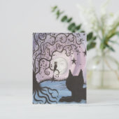 Verzauberung Katze mit der Mondpostkarte Postkarte (Stehend Vorderseite)