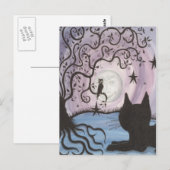 Verzauberung Katze mit der Mondpostkarte Postkarte (Vorne/Hinten)