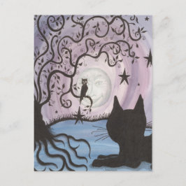 Verzauberung Katze mit der Mondpostkarte Postkarte