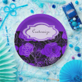 Verzauberung Lila Rose Blumenpapier-Teller Pappteller (Party)