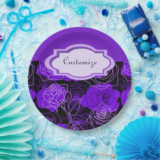 Verzauberung Lila Rose Blumenpapier-Teller Pappteller (Party)