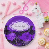 Verzauberung Lila Rose Blumenpapier-Teller Pappteller (Party)