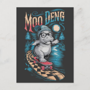 Verzauberung Moo Deng Hippo Postkarte