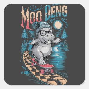 Verzauberung Moo Deng Hippo Quadratischer Aufkleber