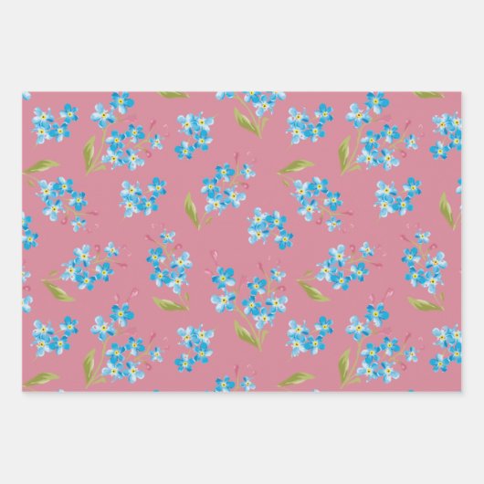 Verzauberung Vergiss-Me-Nots-Geschenktrio Geschenkpapier Set (Vorderseite)