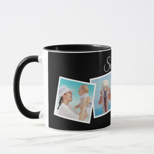 Verzerrte 4 FotoCollage Personalisiert Schwarz Tasse (Links)