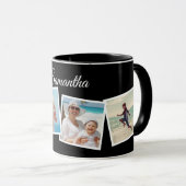 Verzerrte 4 FotoCollage Personalisiert Schwarz Tasse (VorderseiteRechts)