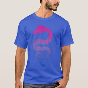 Verzerrte Biseuelle Japanische Drache Bi-Stolzflag T-Shirt
