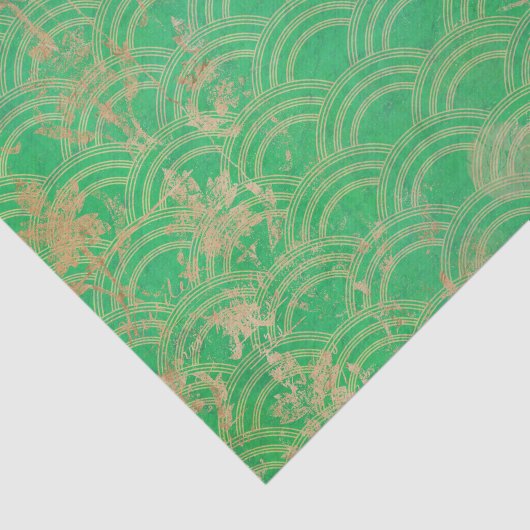 Verzerrte grüne Geometrie Art Deco Seidenpapier (Ausschnitt)