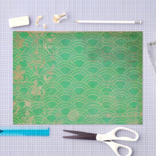 Verzerrte grüne Geometrie Art Deco Seidenpapier (Handwerk)