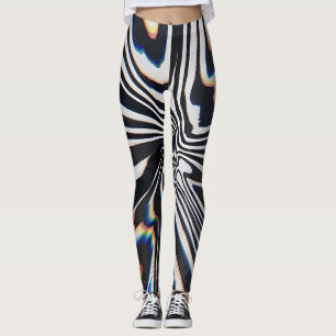 Verzerrte Linienkunst Prismatischer Glitch Leggings