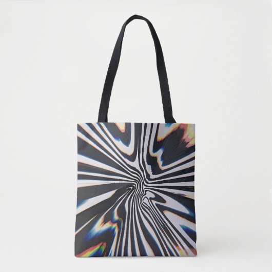 Verzerrte Linienkunst Prismatisches Glitch Tasche (Vorderseite)