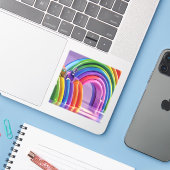 Verzerrte Regenbogen Aufkleber (Laptop mit iPhone)