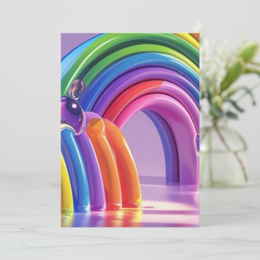 Verzerrte Regenbogen Einladung (Stehend Vorderseite)