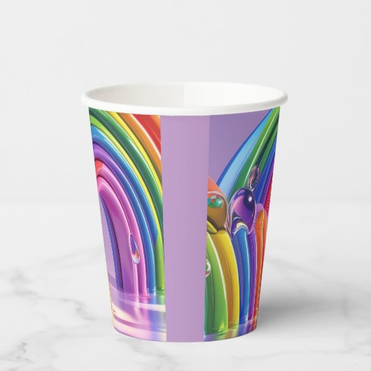 Verzerrte Regenbogen Pappbecher (Links)