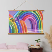 Verzerrte Regenbögen Wandteppich Mit Holzrahmen (Schlafzimmer)