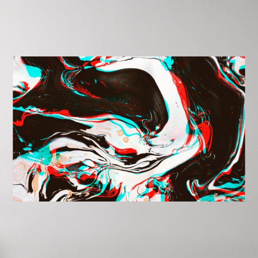 Verzerrte und glitzernde Textur des marmorierten T Poster (Vorne)