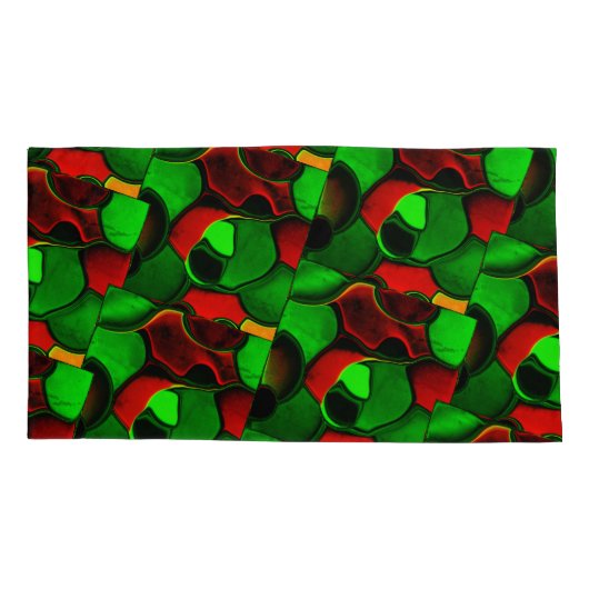 Verzerrte und seltsame Formen, rot und grün Kissenbezug (Rückseite-Links)