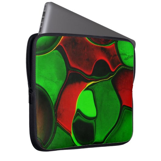 Verzerrte und seltsame Formen, rot und grün Laptopschutzhülle (Vorne Rechts)