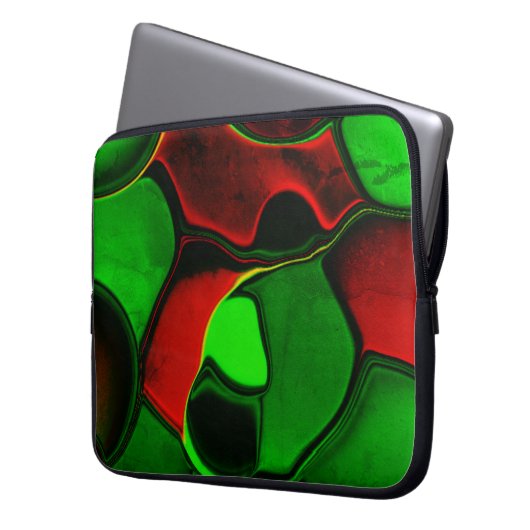 Verzerrte und seltsame Formen, rot und grün Laptopschutzhülle (Vorderseite Links)