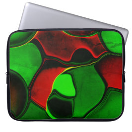 Verzerrte und seltsame Formen, rot und grün Laptopschutzhülle
