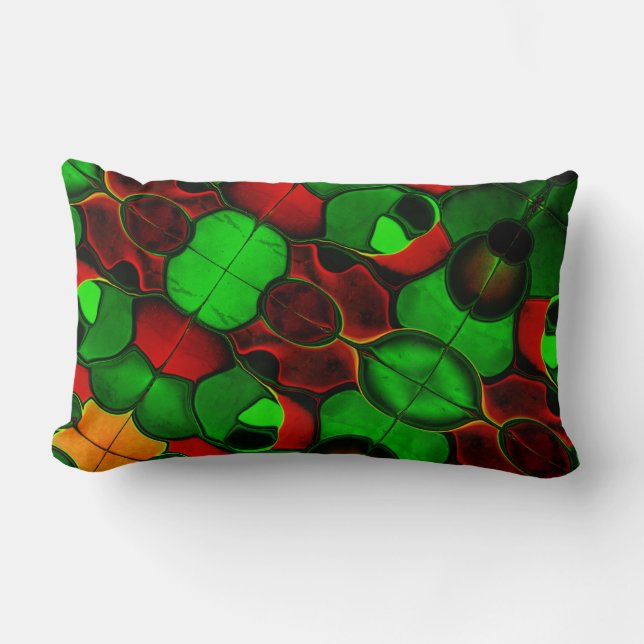 Verzerrte und seltsame Formen, rot und grün Lendenkissen (Vorderseite)