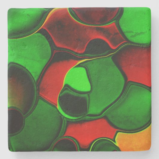 Verzerrte und seltsame Formen, rot und grün Steinuntersetzer (Vorderseite)