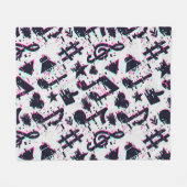 Verzerrtes Muster für musikalische Noten und Herz Fleecedecke (Vorderseite (Horizontal))