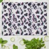 Verzerrtes Muster für musikalische Noten und Herz Geschirrtuch (Gefaltet)