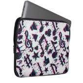 Verzerrtes Muster für musikalische Noten und Herz Laptopschutzhülle (Vorne Rechts)