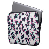 Verzerrtes Muster für musikalische Noten und Herz Laptopschutzhülle (Vorderseite Links)