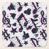Verzerrtes Muster für musikalische Noten und Herz Rechteckiger Pappuntersetzer (Vorderseite)