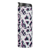 Verzerrtes Muster für musikalische Noten und Herz Thermosbecher (Nach rechts gedreht)