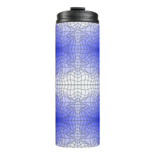 Verzerrung Wireframe.C01.GBluex4.Schwarze Linien Thermosbecher (Vorderseite)