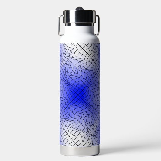 Verzerrung Wireframe.C01.GBluex4.Schwarze Linien Trinkflasche (Vorderseite)