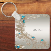 Verzieren Sie den Gold Blue Stones Schlüsselanhäng Schlüsselanhänger (Vorderseite)