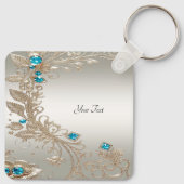 Verzieren Sie den Gold Blue Stones Schlüsselanhäng Schlüsselanhänger (Rückseite)