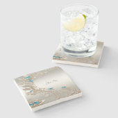 Verzieren Sie den Gold Blue Stones Stone Untersetz Steinuntersetzer (Seitenansicht)