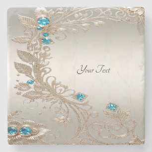 Verzieren Sie den Gold Blue Stones Stone Untersetz Steinuntersetzer