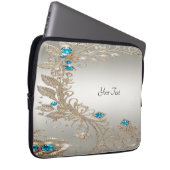 Verzieren Sie den goldenen Blue Stones Laptop-Sieb Laptopschutzhülle (Vorne Rechts)