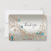 Verzieren Sie Gold Blue Stones Dankeschön Karte (Vorderseite)