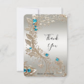 Verzieren Sie Gold Blue Stones Dankeschön Karte (Vorderseite)
