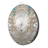 Verzieren Sie Gold Blue Stones Dartboard Dartscheibe (Vorderseite rechts)