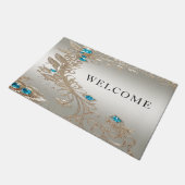 Verzieren Sie Gold Blue Stones Doormat Fußmatte (Schrägansicht)
