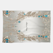 Verzieren Sie Gold Blue Stones Küchenhandtücher Geschirrtuch (Horizontal)