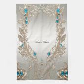 Verzieren Sie Gold Blue Stones Küchenhandtücher Geschirrtuch (Vertikal)