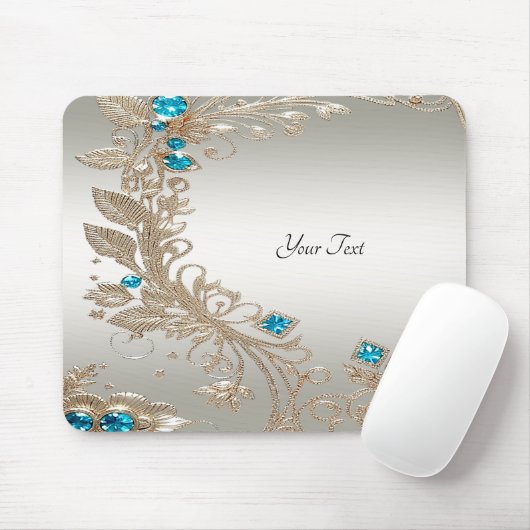 Verzieren Sie Gold Blue Stones Mousepad (Mit Mouse)