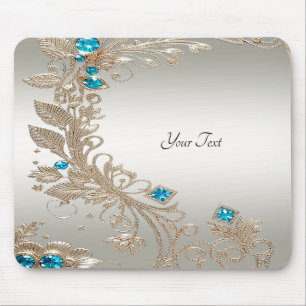 Verzieren Sie Gold Blue Stones Mousepad