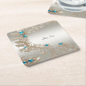 Verzieren Sie Gold Blue Stones Paper Untersetzer (angewinkelt)